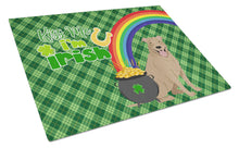 Load image into Gallery viewer, Fawn Pit Bull Terrier St. Patrick's Day Glass Cutting Boards – Durable, Decorative Kitchen Art Large