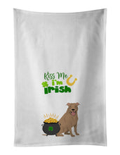 Load image into Gallery viewer, Fawn Pit Bull Terrier St. Patrick's Day White Kitchen Towel Set of 2 Dish Towels