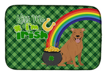 Load image into Gallery viewer, Red Pit Bull Terrier St. Patrick's Day Dish Drying Mat – Absorbent, Artistic Kitchen Essentials