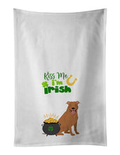 Load image into Gallery viewer, Red Pit Bull Terrier St. Patrick's Day White Kitchen Towel Set of 2 Dish Towels