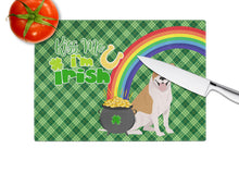 Load image into Gallery viewer, Red and White Pit Bull Terrier St. Patrick's Day Glass Cutting Boards – Durable, Decorative Kitchen Art Large