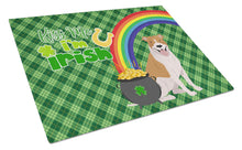 Load image into Gallery viewer, Red and White Pit Bull Terrier St. Patrick's Day Glass Cutting Boards – Durable, Decorative Kitchen Art Large