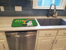 Load image into Gallery viewer, White Pit Bull Terrier St. Patrick's Day Dish Drying Mat – Absorbent, Artistic Kitchen Essentials