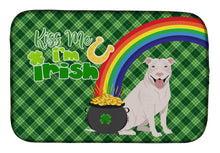 Load image into Gallery viewer, White Pit Bull Terrier St. Patrick's Day Dish Drying Mat – Absorbent, Artistic Kitchen Essentials