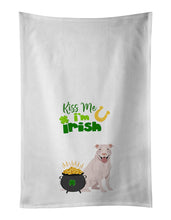 Load image into Gallery viewer, White Pit Bull Terrier St. Patrick's Day White Kitchen Towel Set of 2 Dish Towels