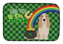 Load image into Gallery viewer, Lemon and White Tricolor Basset Hound St. Patrick's Day Dish Drying Mat – Absorbent, Artistic Kitchen Essentials