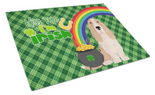 Load image into Gallery viewer, Lemon and White Tricolor Basset Hound St. Patrick's Day Glass Cutting Boards – Durable, Decorative Kitchen Art Large