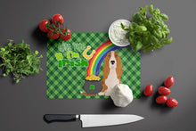 Load image into Gallery viewer, Red and White Tricolor Basset Hound St. Patrick's Day Glass Cutting Boards – Durable, Decorative Kitchen Art Large