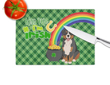 Load image into Gallery viewer, Bernese Mountain Dog St. Patrick's Day Glass Cutting Boards – Durable, Decorative Kitchen Art Large