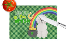 Load image into Gallery viewer, Bichon Frise St. Patrick's Day Glass Cutting Boards – Durable, Decorative Kitchen Art Large