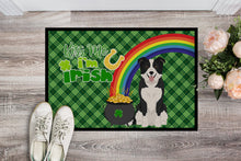 Load image into Gallery viewer, Black and White Border Collie St. Patrick's Day Doormat - 24x36 Decorative Floor Mat – Indoor/Outdoor Rug with Artistic Flair
