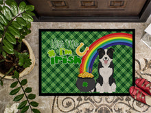 Load image into Gallery viewer, Black and White Border Collie St. Patrick's Day Doormat - 24x36 Decorative Floor Mat – Indoor/Outdoor Rug with Artistic Flair