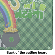 Load image into Gallery viewer, Black and White Border Collie St. Patrick's Day Glass Cutting Boards – Durable, Decorative Kitchen Art Large