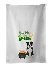 Load image into Gallery viewer, Black and White Border Collie St. Patrick's Day White Kitchen Towel Set of 2 Dish Towels