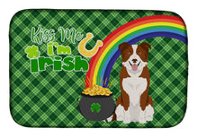 Load image into Gallery viewer, Red and White Border Collie St. Patrick's Day Dish Drying Mat – Absorbent, Artistic Kitchen Essentials
