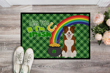 Load image into Gallery viewer, Red and White Border Collie St. Patrick's Day Doormat - 24x36 Decorative Floor Mat – Indoor/Outdoor Rug with Artistic Flair