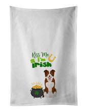 Load image into Gallery viewer, Red and White Border Collie St. Patrick's Day White Kitchen Towel Set of 2 Dish Towels