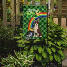 Load image into Gallery viewer, Red Boston Terrier St. Patrick's Garden Flag – "Kiss Me I’m Irish" with Pot of Gold &amp; Rainbow