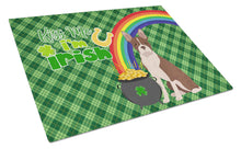 Load image into Gallery viewer, Red Boston Terrier St. Patrick's Day Glass Cutting Boards – Durable, Decorative Kitchen Art Large