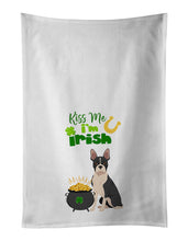 Load image into Gallery viewer, Black Boston Terrier St. Patrick's Day White Kitchen Towel Set of 2 Dish Towels