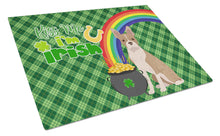 Load image into Gallery viewer, Fawn Boston Terrier St. Patrick's Day Glass Cutting Boards – Durable, Decorative Kitchen Art Large