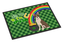 Load image into Gallery viewer, Brindle Boston Terrier St. Patrick's Day Doormat - 24x36 Decorative Floor Mat – Indoor/Outdoor Rug with Artistic Flair