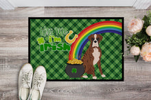 Load image into Gallery viewer, Natural Eared Red Brindle Boxer St. Patrick's Day Doormat - 24x36 Decorative Floor Mat – Indoor/Outdoor Rug with Artistic Flair