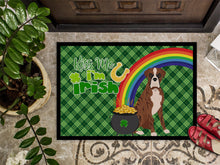 Load image into Gallery viewer, Natural Eared Red Brindle Boxer St. Patrick's Day Doormat - 24x36 Decorative Floor Mat – Indoor/Outdoor Rug with Artistic Flair