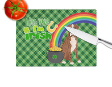 Load image into Gallery viewer, Natural Eared Red Brindle Boxer St. Patrick's Day Glass Cutting Boards – Durable, Decorative Kitchen Art Large
