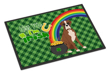 Load image into Gallery viewer, Natural Eared Red Fawn Boxer St. Patrick's Day Doormat - 24x36 Decorative Floor Mat – Indoor/Outdoor Rug with Artistic Flair