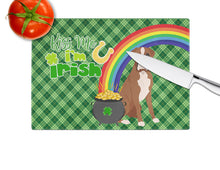 Load image into Gallery viewer, Natural Eared Red Fawn Boxer St. Patrick's Day Glass Cutting Boards – Durable, Decorative Kitchen Art Large