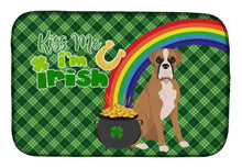 Load image into Gallery viewer, Natural Eared Fawn Boxer St. Patrick's Day Dish Drying Mat – Absorbent, Artistic Kitchen Essentials