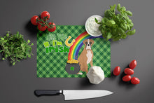 Load image into Gallery viewer, Natural Eared Fawn Boxer St. Patrick's Day Glass Cutting Boards – Durable, Decorative Kitchen Art Large