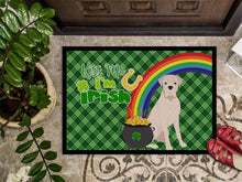 Load image into Gallery viewer, Natural Eared White Boxer St. Patrick's Day Doormat - 24x36 Decorative Floor Mat – Indoor/Outdoor Rug with Artistic Flair