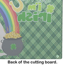 Load image into Gallery viewer, Natural Eared White Boxer St. Patrick's Day Glass Cutting Boards – Durable, Decorative Kitchen Art Large
