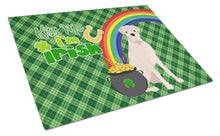 Load image into Gallery viewer, Natural Eared White Boxer St. Patrick's Day Glass Cutting Boards – Durable, Decorative Kitchen Art Large
