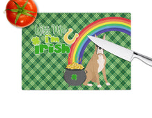 Load image into Gallery viewer, Fawn Boxer St. Patrick's Day Glass Cutting Boards – Durable, Decorative Kitchen Art Large