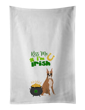 Load image into Gallery viewer, Fawn Boxer St. Patrick's Day White Kitchen Towel Set of 2 Dish Towels