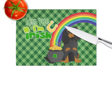 Load image into Gallery viewer, Black and Tan Cavalier Spaniel St. Patrick's Day Glass Cutting Boards – Durable, Decorative Kitchen Art Large