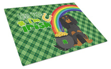 Load image into Gallery viewer, Black and Tan Cavalier Spaniel St. Patrick's Day Glass Cutting Boards – Durable, Decorative Kitchen Art Large