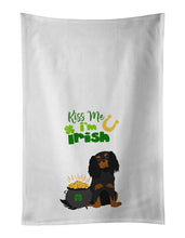 Load image into Gallery viewer, Black and Tan Cavalier Spaniel St. Patrick's Day White Kitchen Towel Set of 2 Dish Towels