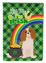 Load image into Gallery viewer, Blenheim Cavalier Spaniel St. Patrick's Garden Flag – "Kiss Me I’m Irish" with Pot of Gold &amp; Rainbow