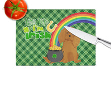 Load image into Gallery viewer, Ruby Cavalier Spaniel St. Patrick's Day Glass Cutting Boards – Durable, Decorative Kitchen Art Large