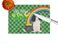 Load image into Gallery viewer, Tricolor Cavalier Spaniel St. Patrick's Day Glass Cutting Boards – Durable, Decorative Kitchen Art Large