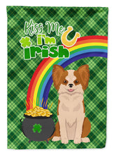 Load image into Gallery viewer, Longhaired Red and White Chihuahua St. Patrick's Garden Flag – "Kiss Me I’m Irish" with Pot of Gold &amp; Rainbow