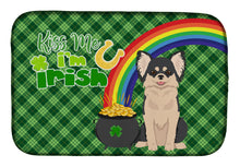 Load image into Gallery viewer, Longhaired Black and White Chihuahua St. Patrick's Day Dish Drying Mat – Absorbent, Artistic Kitchen Essentials