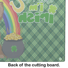 Load image into Gallery viewer, Longhaired Chocolate and Tan Chihuahua St. Patrick's Day Glass Cutting Boards – Durable, Decorative Kitchen Art Large