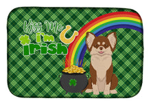 Load image into Gallery viewer, Longhaired Chocolate and White Chihuahua St. Patrick's Day Dish Drying Mat – Absorbent, Artistic Kitchen Essentials