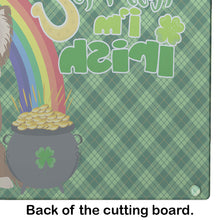 Load image into Gallery viewer, Longhaired Chocolate and White Chihuahua St. Patrick's Day Glass Cutting Boards – Durable, Decorative Kitchen Art Large