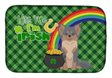 Load image into Gallery viewer, Longhaired Blue and Tan Chihuahua St. Patrick's Day Dish Drying Mat – Absorbent, Artistic Kitchen Essentials